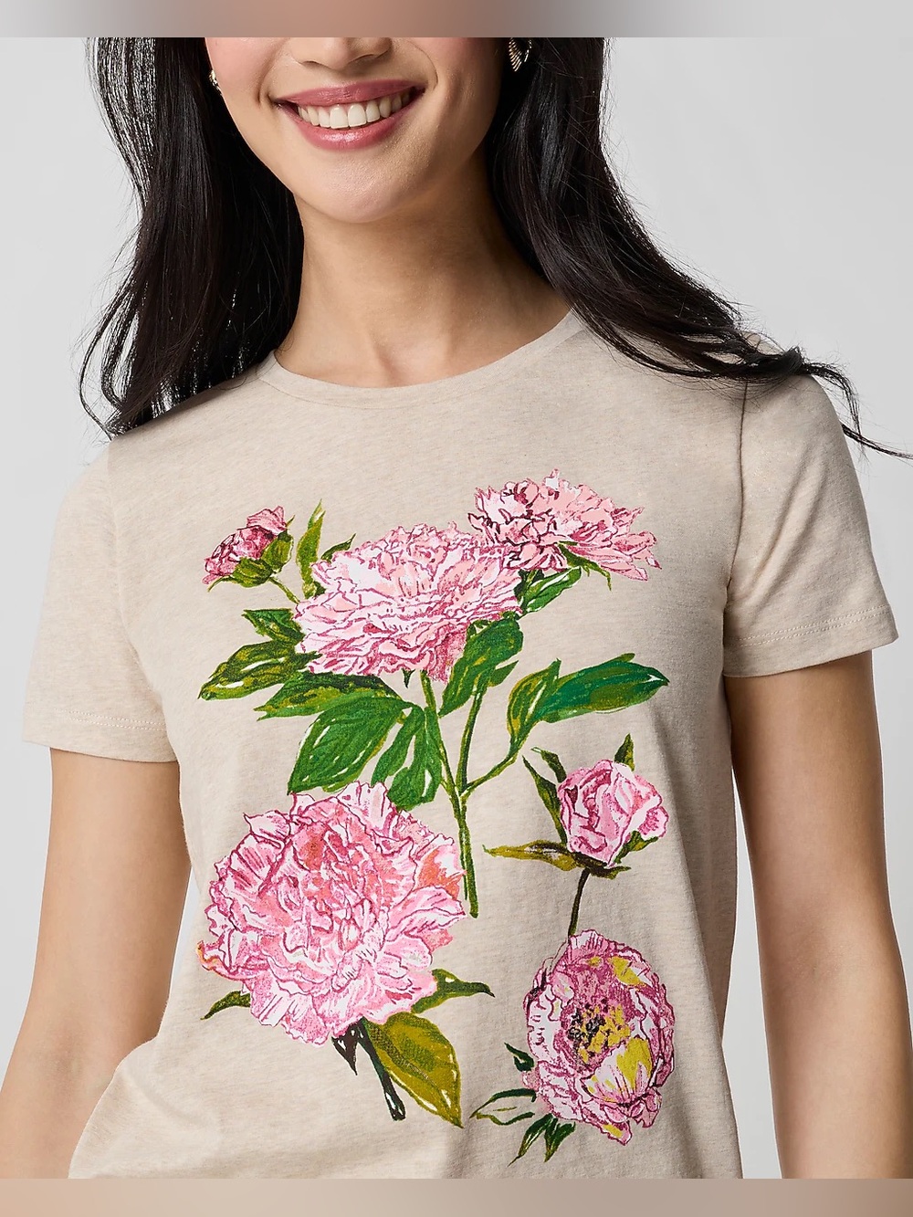 NWT j. Crew peony graphic tshirt collector tee small gray pink
